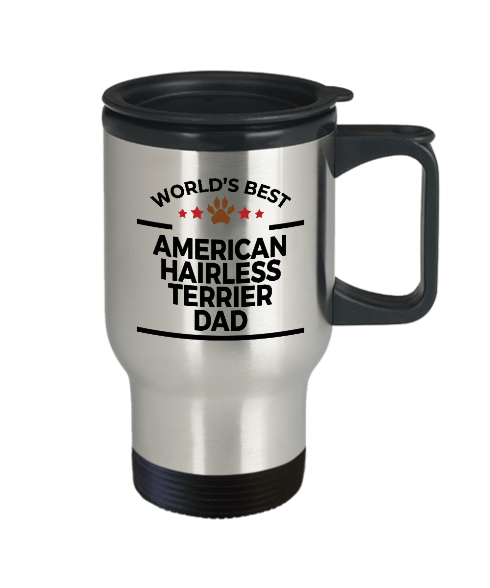American Hairless Terrier Dog Dad Travel Coffee Mug