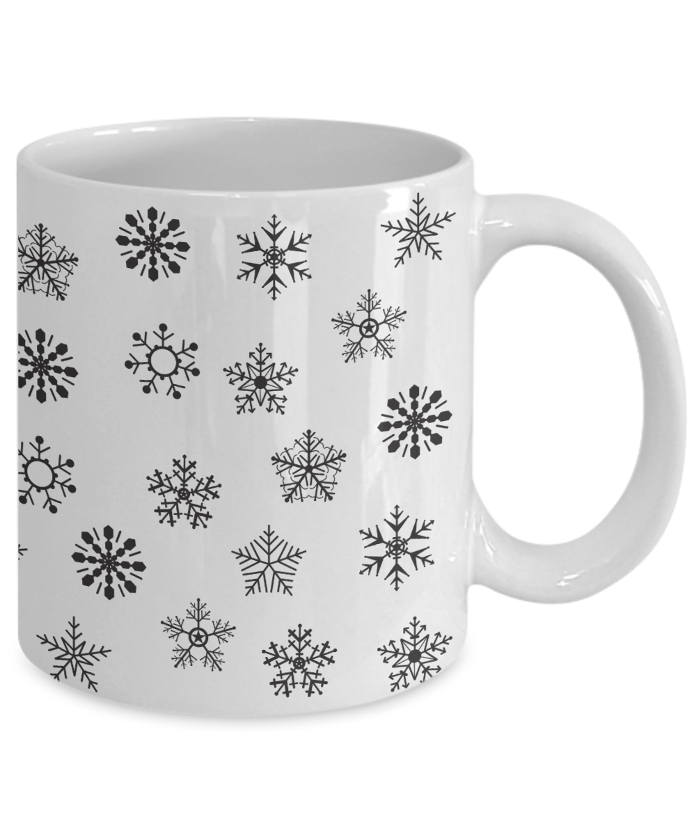 Snowflake White Ceramic Coffee Mug