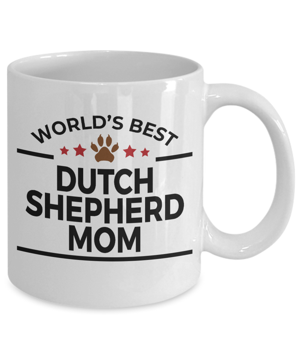 Dutch Shepherd Dog Lover Gift World's Best Mom Birthday Mother's Day White Ceramic Coffee Mug