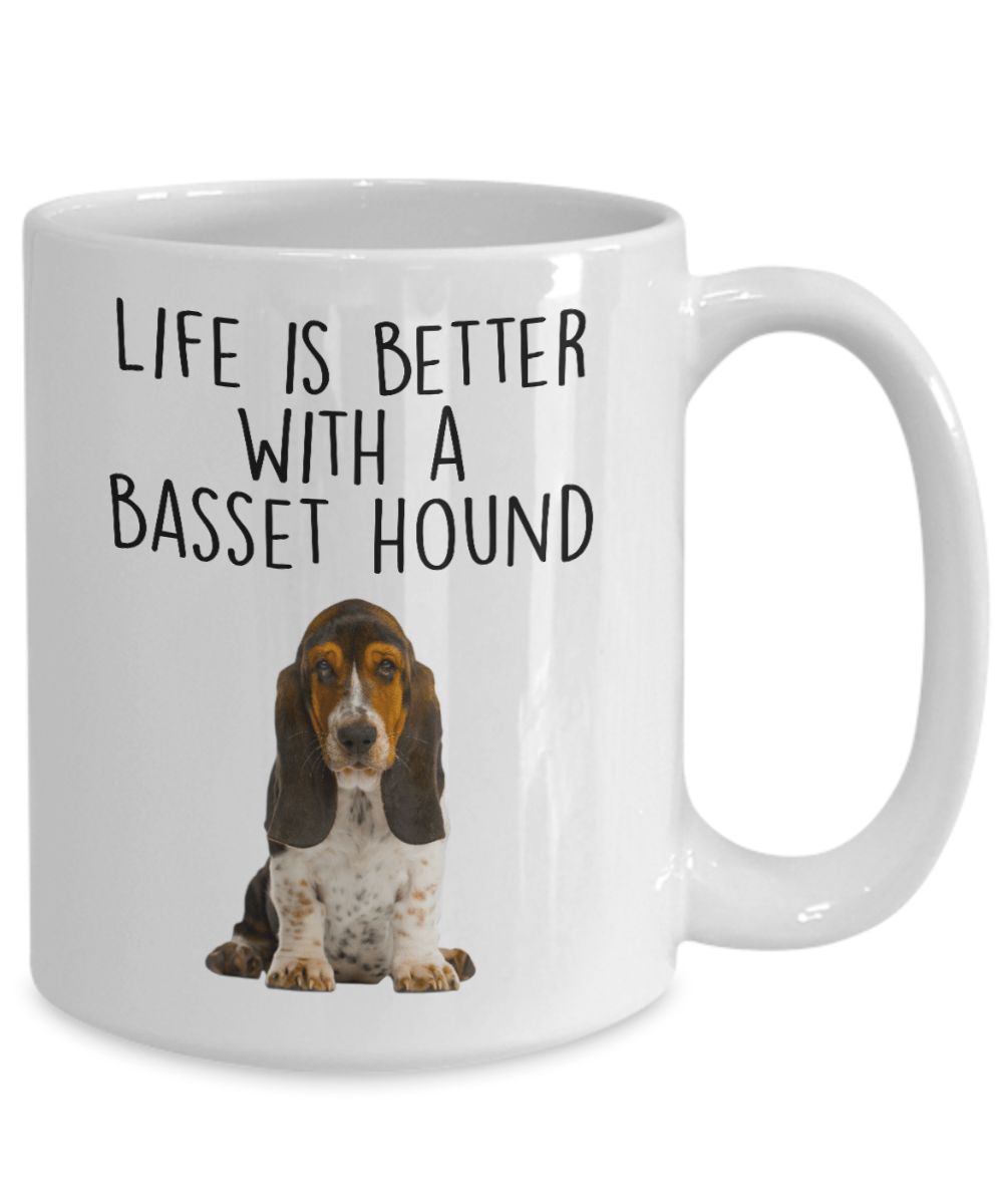 Life is Better with a Basset Hound Custom Ceramic Coffee Mug