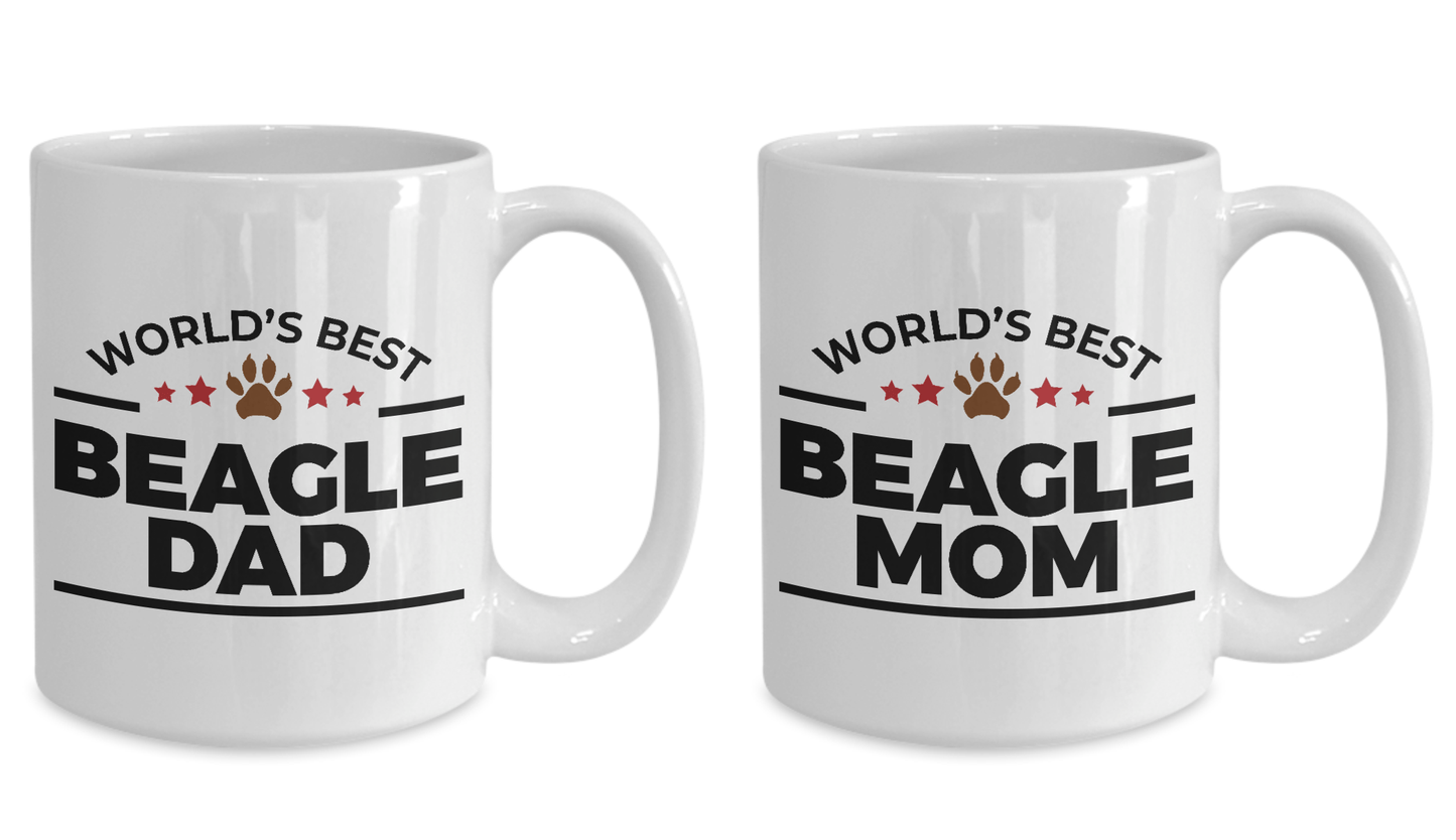 World's Best Beagle Dad and Mom Couple Ceramic Mug - Set of 2 His and Hers