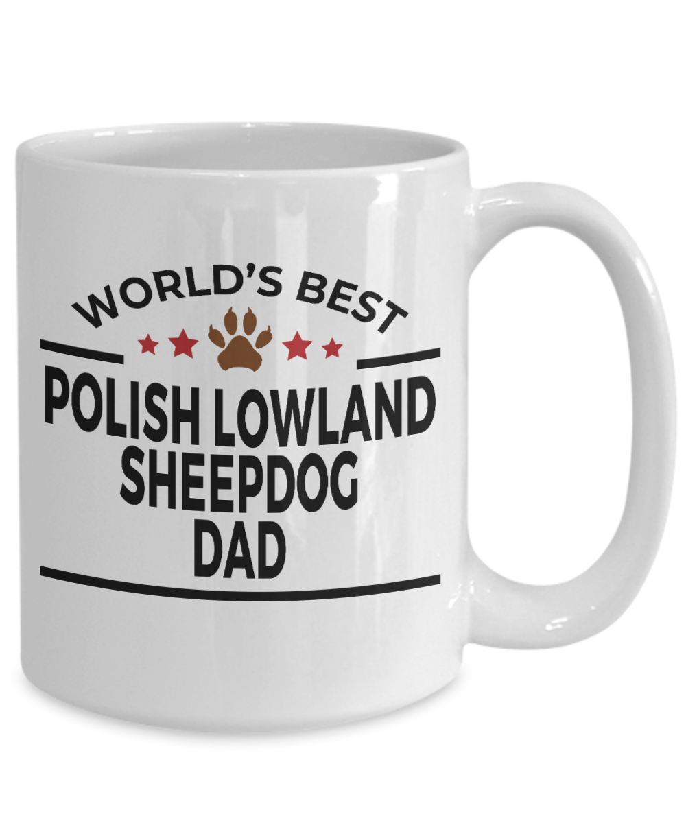 Polish Lowland Sheepdog Lover Gift World's Best Dad Birthday Father's Day White Ceramic Coffee Mug