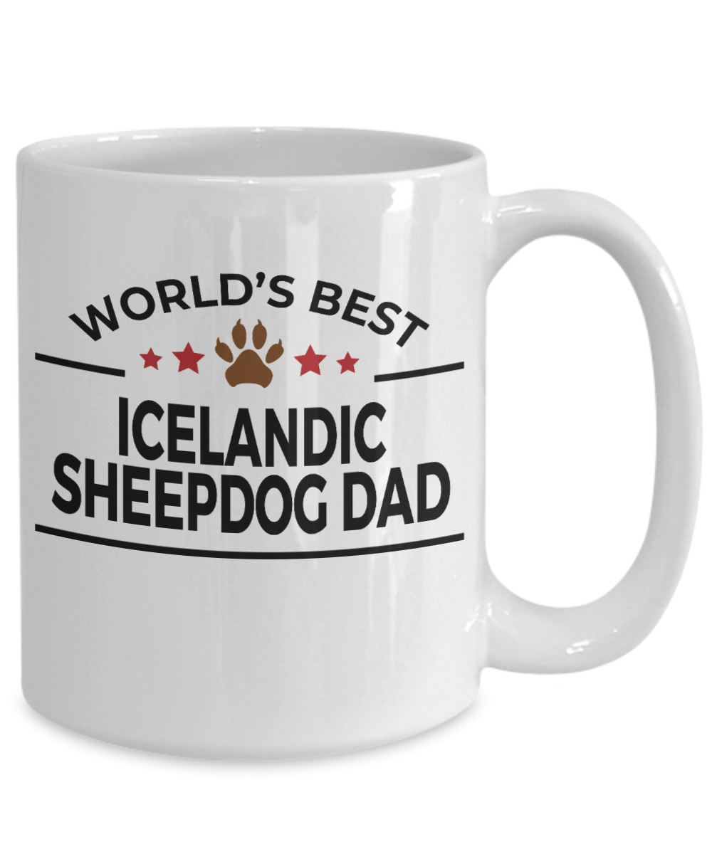 Icelandic Sheepdog Lover Gift World's Best Dad Birthday Father's Day White Ceramic Coffee Mug