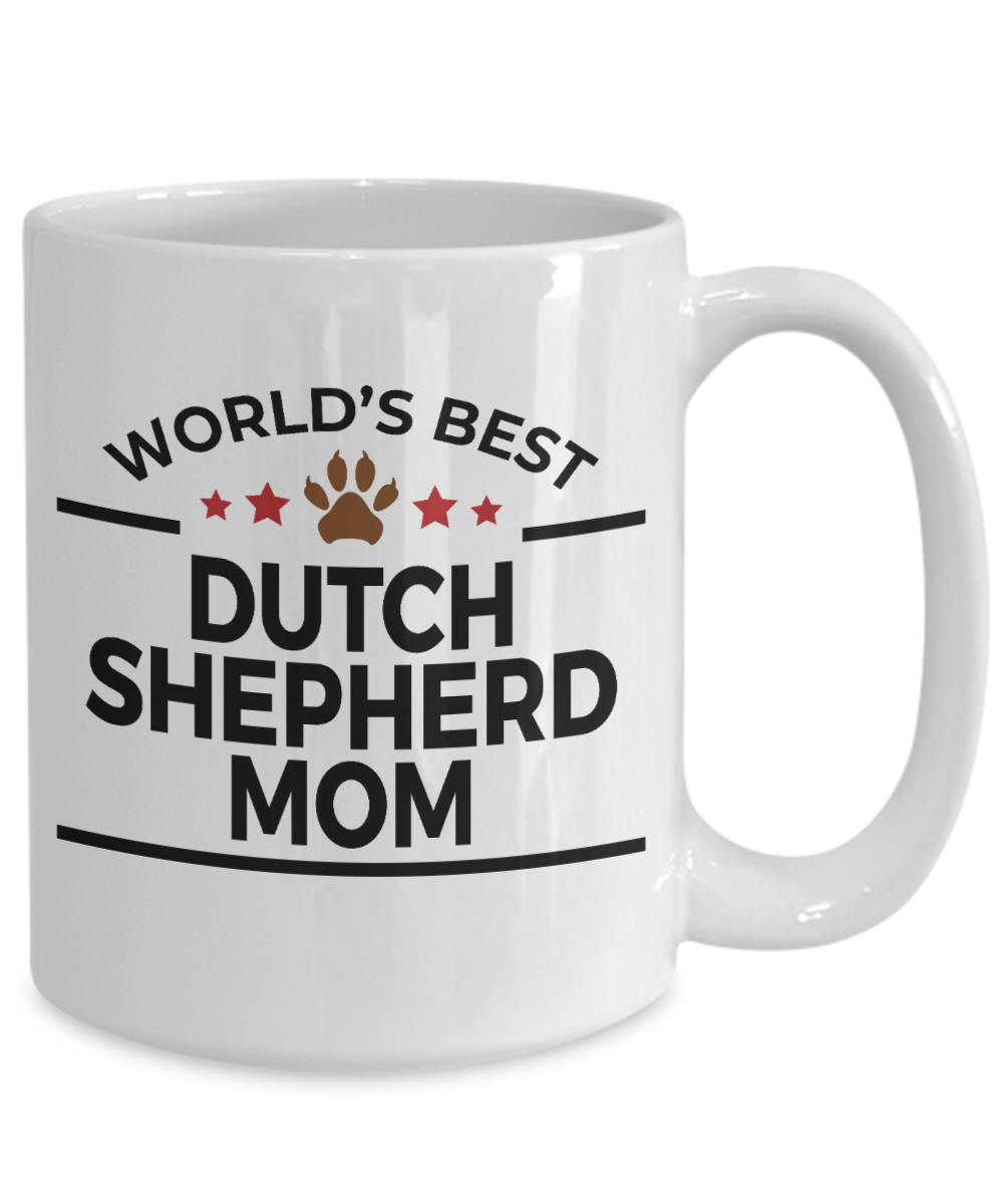 Dutch Shepherd Dog Lover Gift World's Best Mom Birthday Mother's Day White Ceramic Coffee Mug