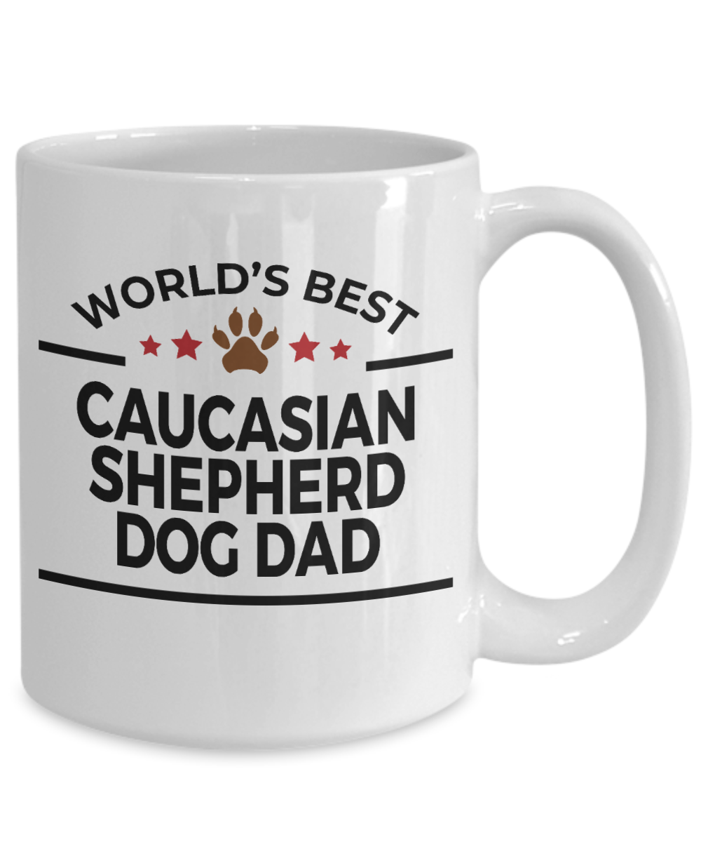 Caucasian Shepherd Dog Lover Gift World's Best Dad Birthday Father's Day White Ceramic Coffee Mug