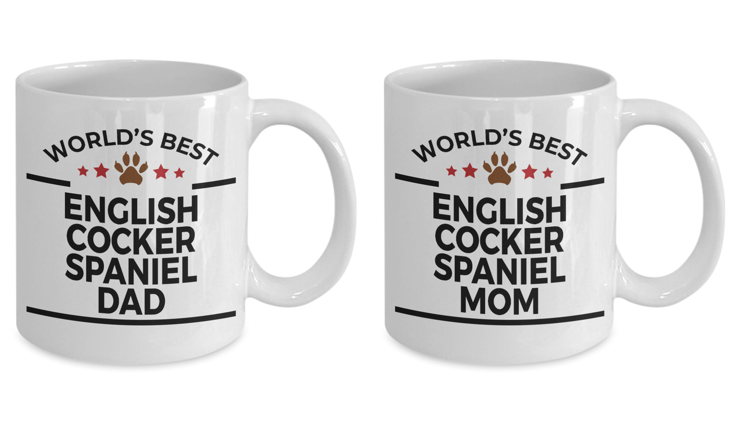 English Cocker Spaniel Dad and Mom Couples Mug - Set of 2 - His and Hers