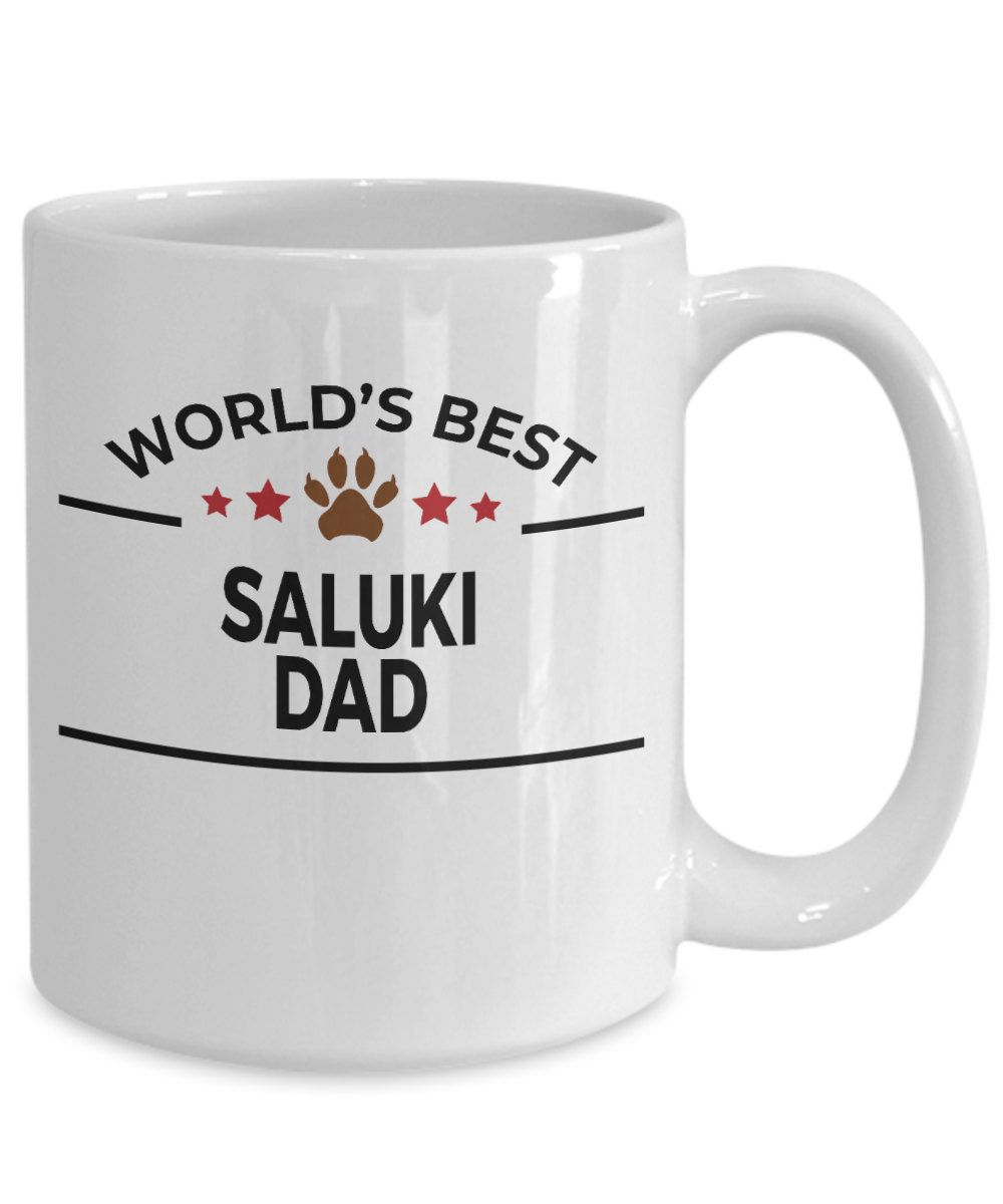 Saluki Dog Lover Gift World's Best Dad Birthday Father's Day White Ceramic Coffee Mug