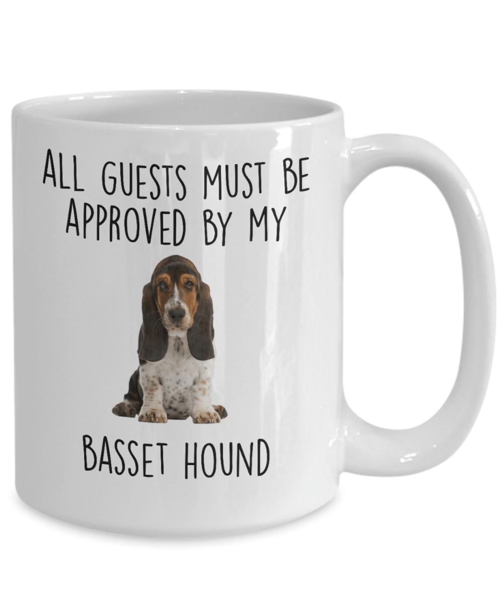 Funny Basset Hound Dog Custom Ceramic Coffee Mug - Guests Must be Approved