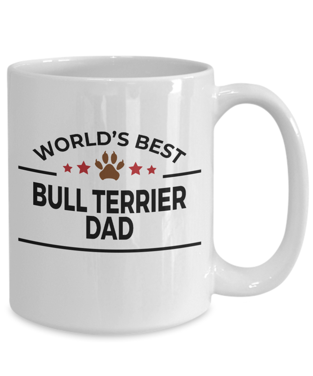 Bull Terrier Dog Lover Gift World's Best Dad Birthday Father's Day White Ceramic Coffee Mug