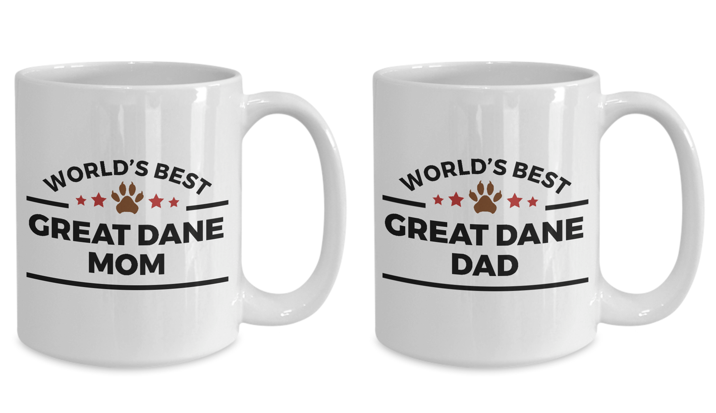 Great Dane Dog Dad and Mom Couple Set of 2 Cups