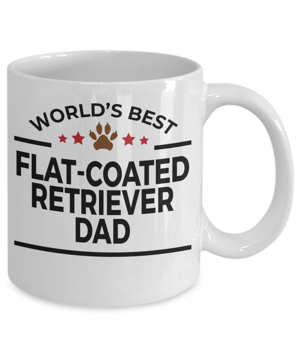 Flat-Coated Retriever Dog Lover Gift World's Best Dad Birthday Father's Day White Ceramic Coffee Mug