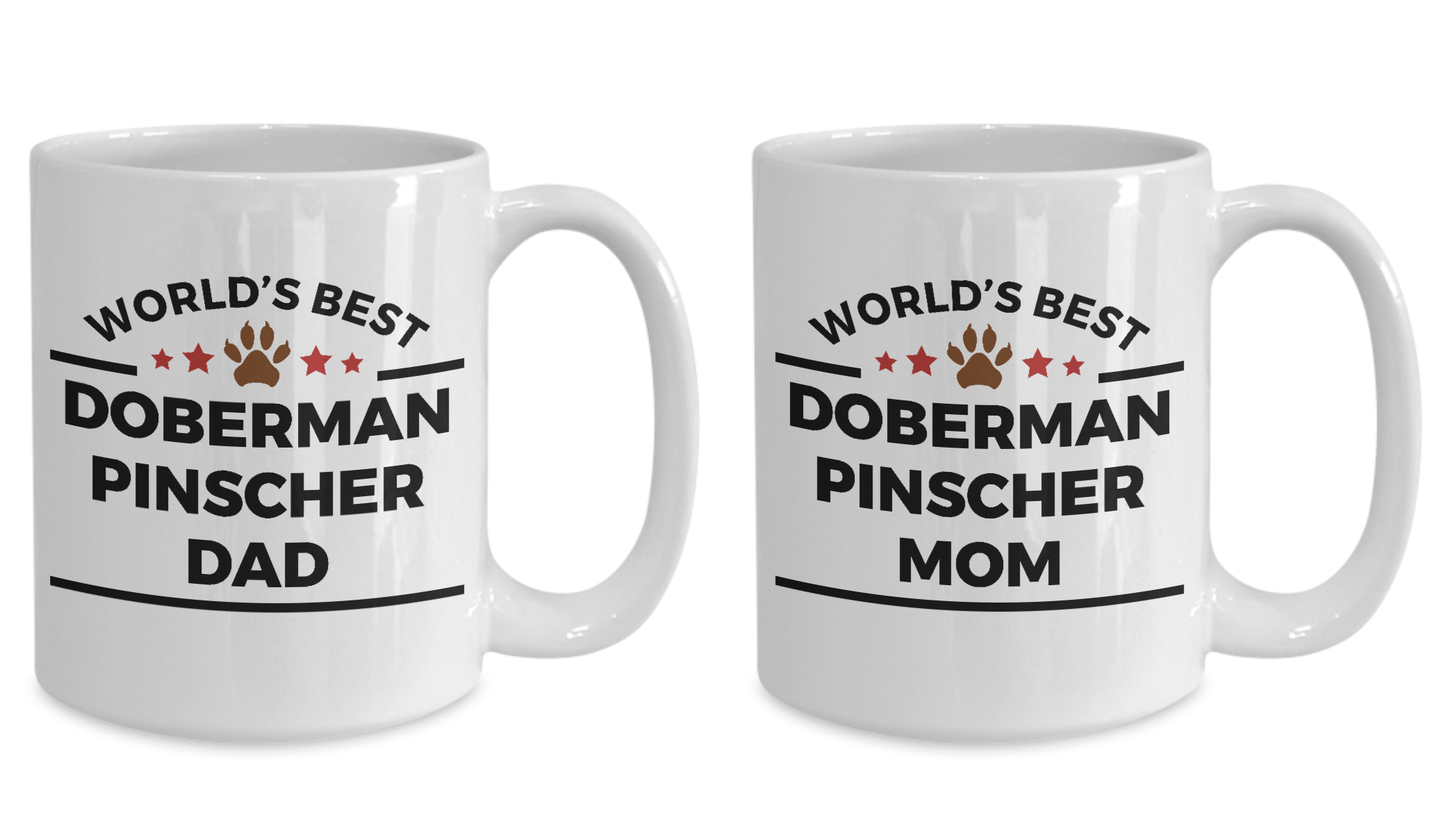 Doberman Pinscher Dog Dad and Mom Coffee Mug Set of 2