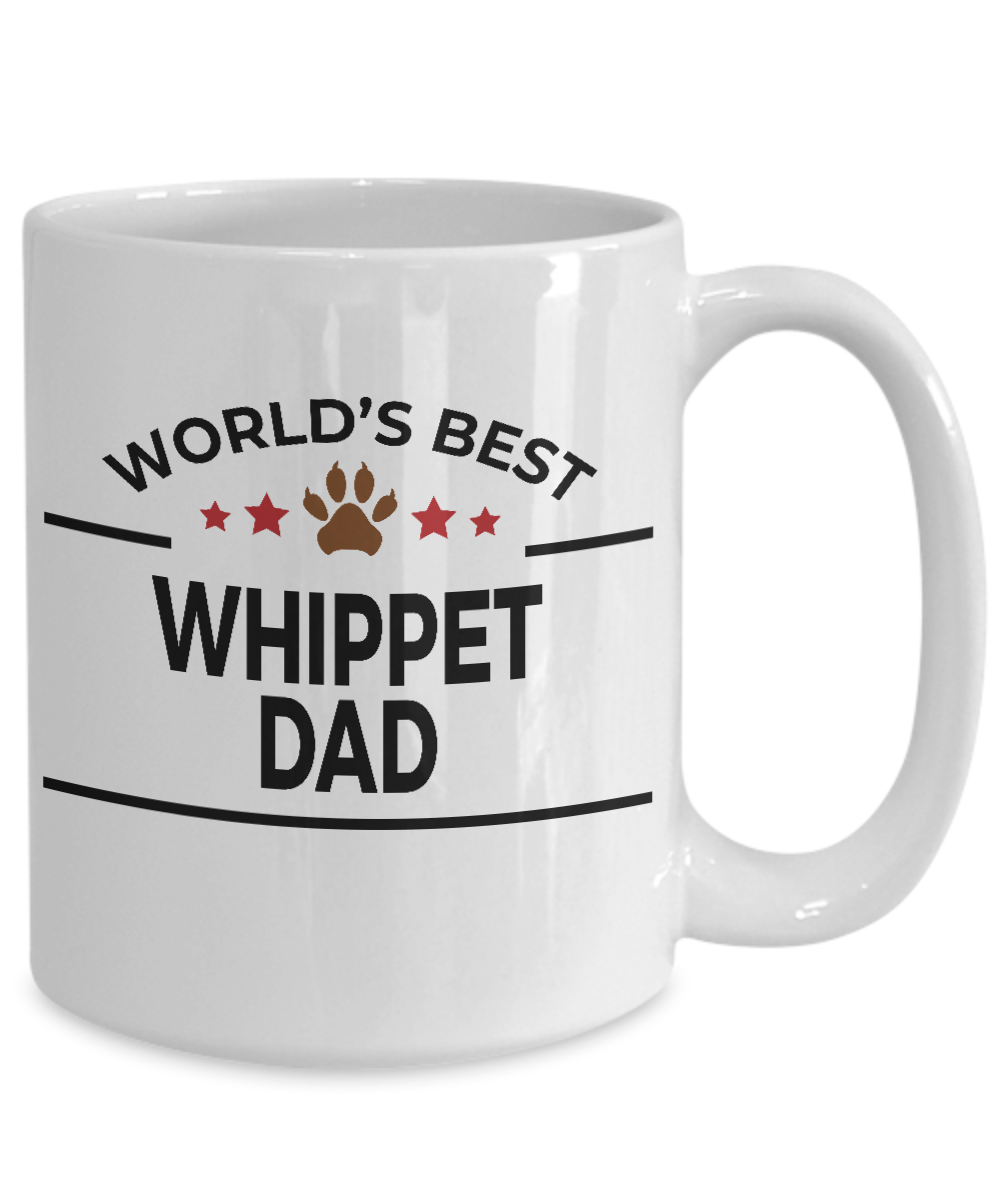 Whippet Dog Lover Gift World's Best Dad Birthday Father's Day White Ceramic Coffee Mug