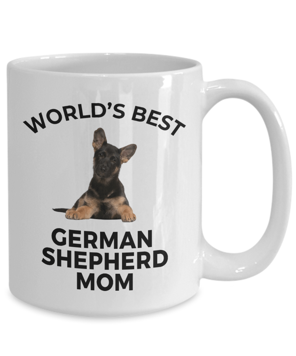 German Shepherd Puppy Dog Lover Gift World's Best Mom Birthday Mother's Day White Ceramic Coffee Mug