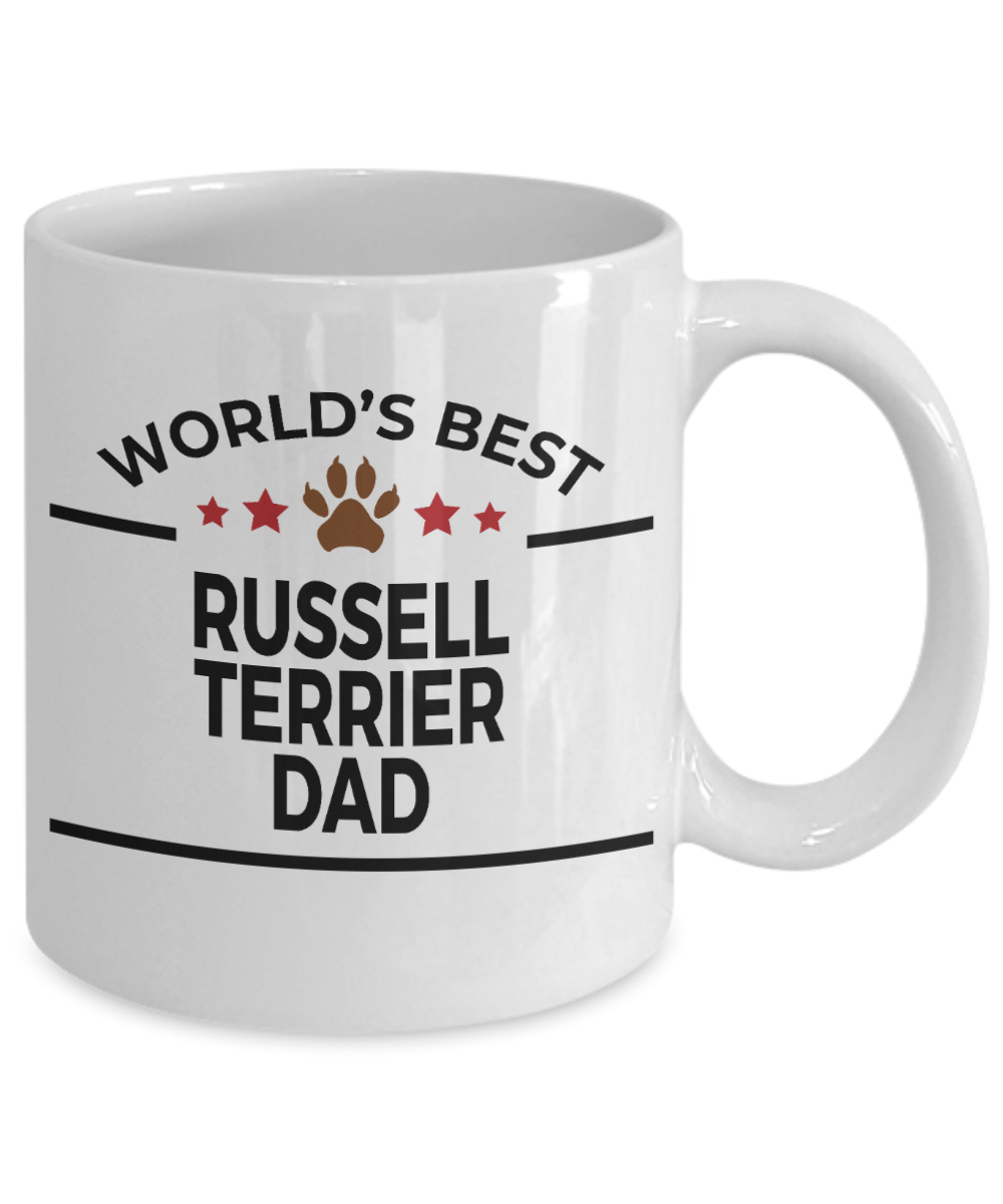 Russell Terrier Dog Lover Gift World's Best Dad Birthday Father's Day White Ceramic Coffee Mug