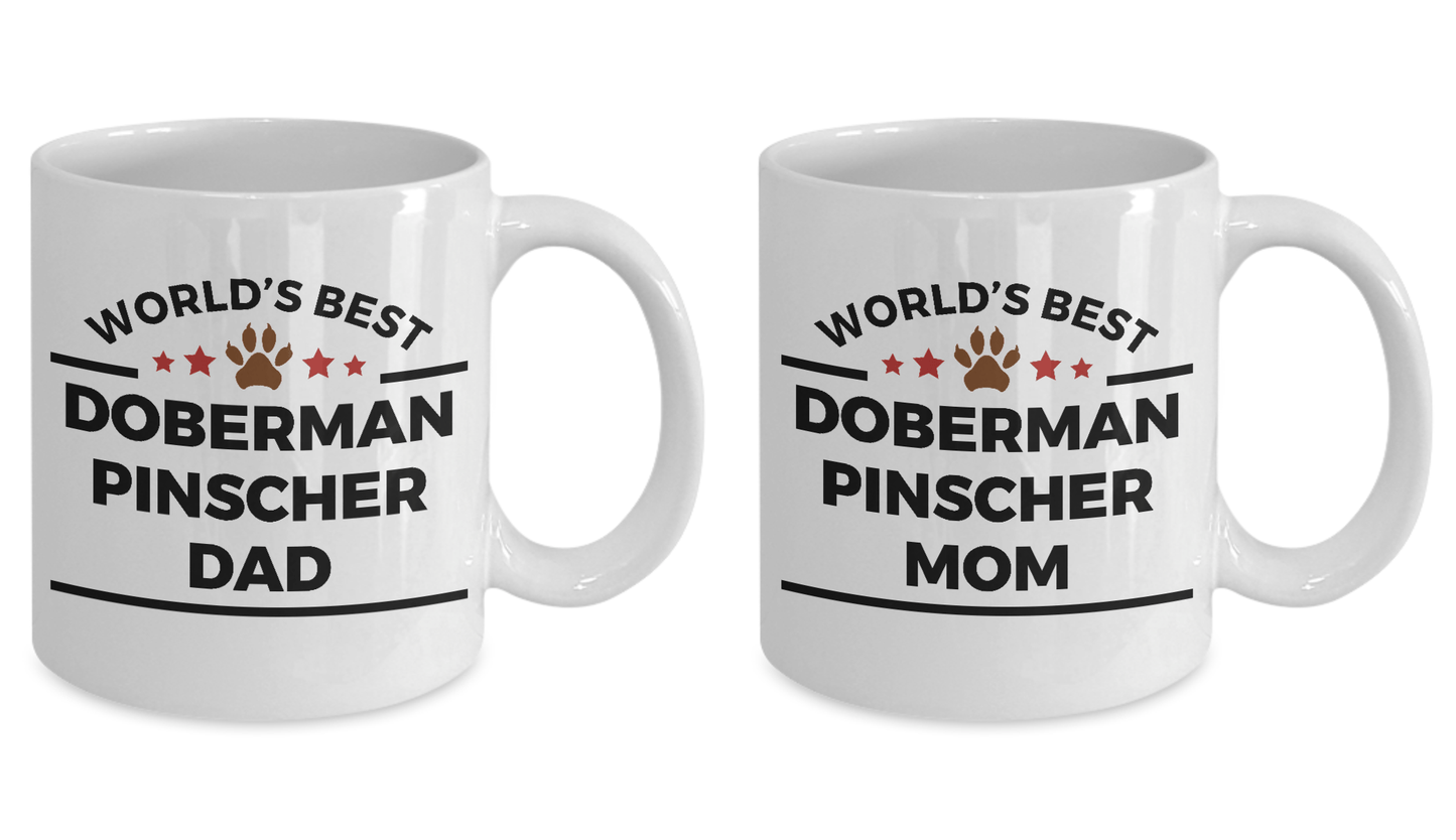 Doberman Pinscher Dog Dad and Mom Coffee Mug Set of 2