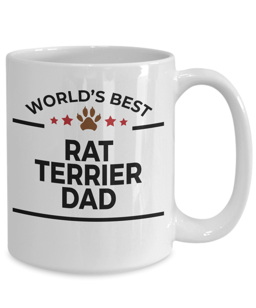 Rat Terrier Dog Lover Gift World's Best Dad Birthday Father's Day White Ceramic Coffee Mug