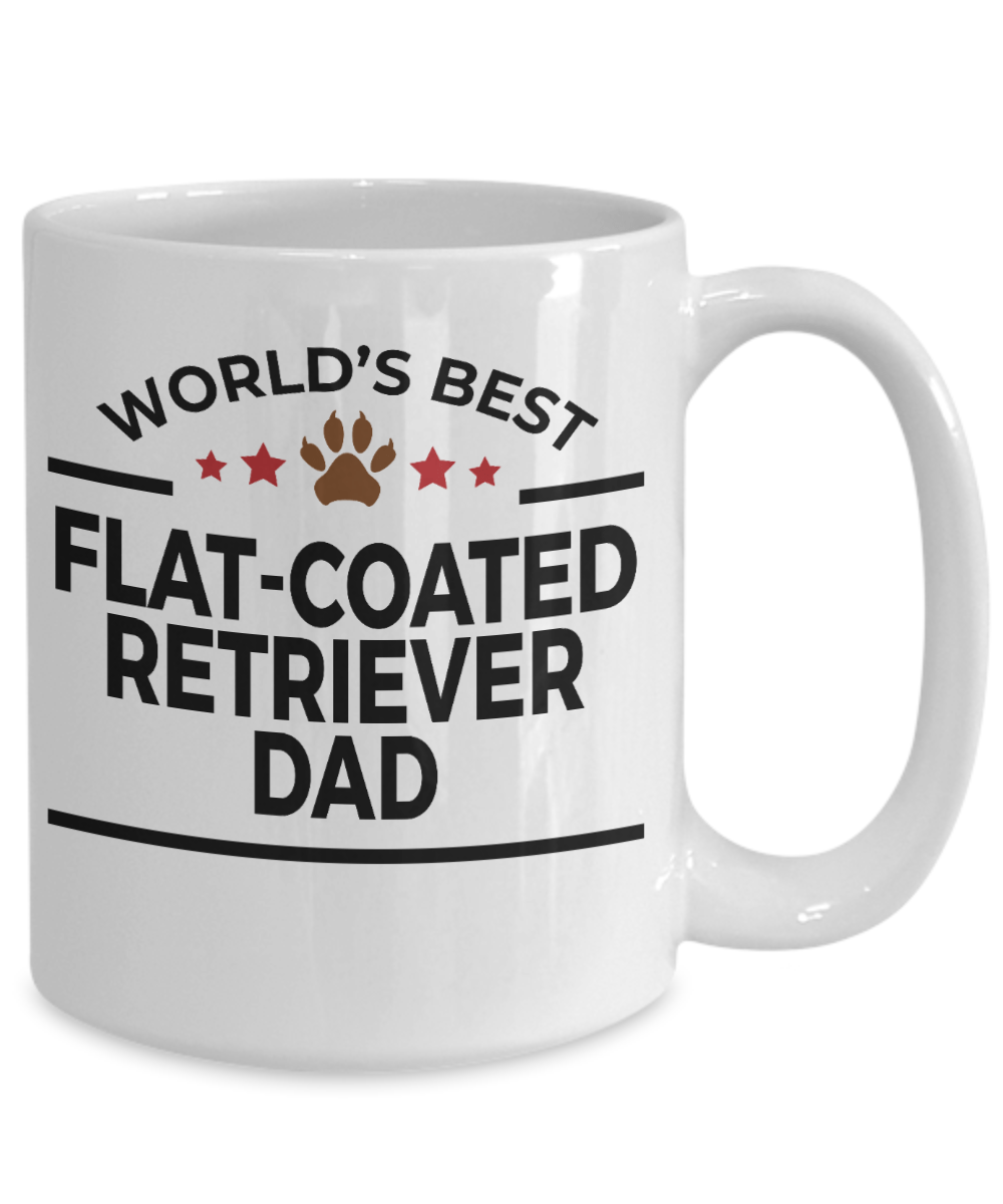 Flat-Coated Retriever Dog Lover Gift World's Best Dad Birthday Father's Day White Ceramic Coffee Mug