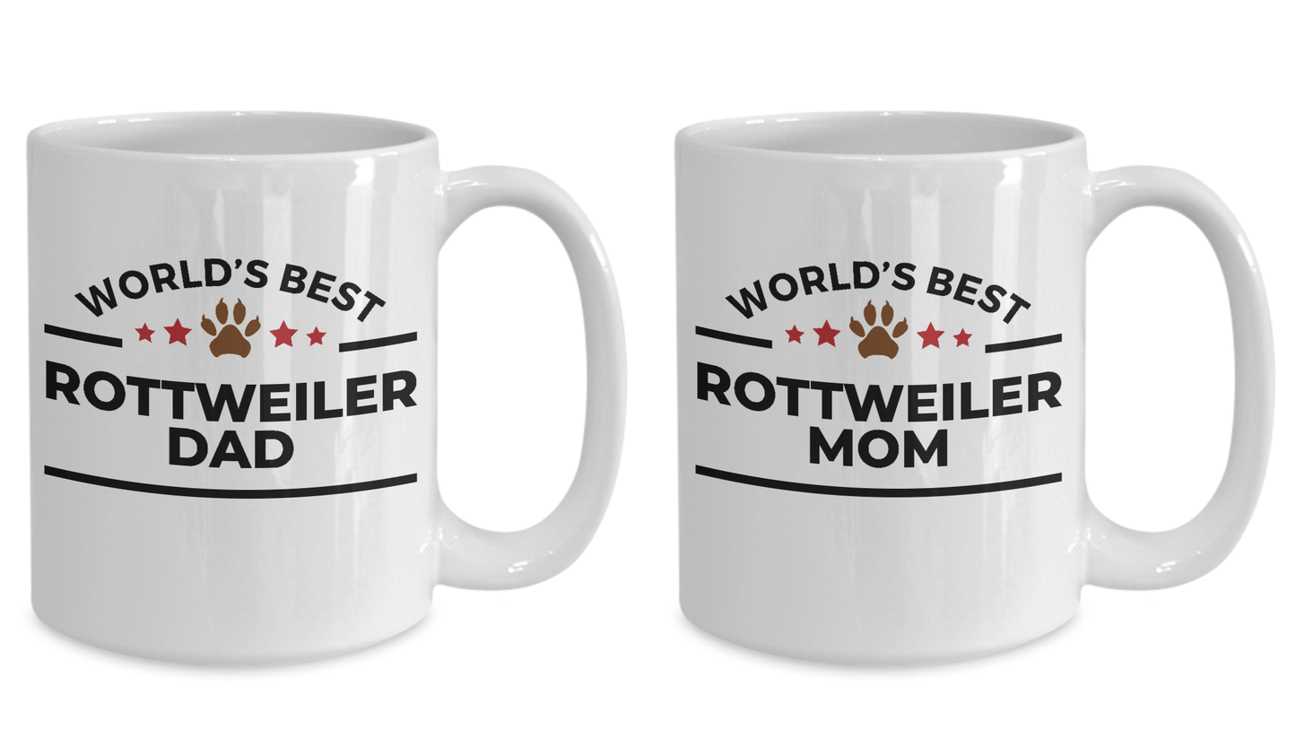 Rottweiler Dad and Mom Ceramic Mugs - Set of 2 - His and Hers