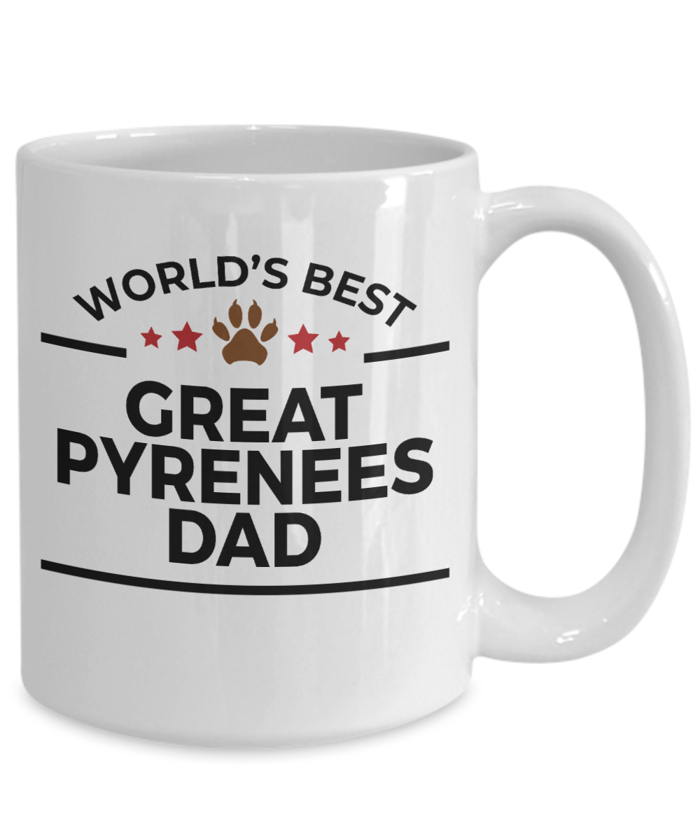 Great Pyrenees Dog Lover Gift World's Best Dad Birthday Father's Day White Ceramic Coffee Mug