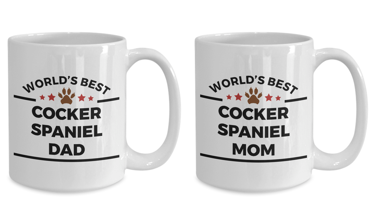 Cocker Spaniel Dog Dad and Mom Coffee Mug Set of two