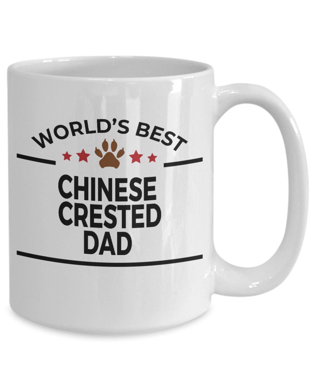 Chinese Crested Dog Lover Gift World's Best Dad Birthday Father's Day White Ceramic Coffee Mug