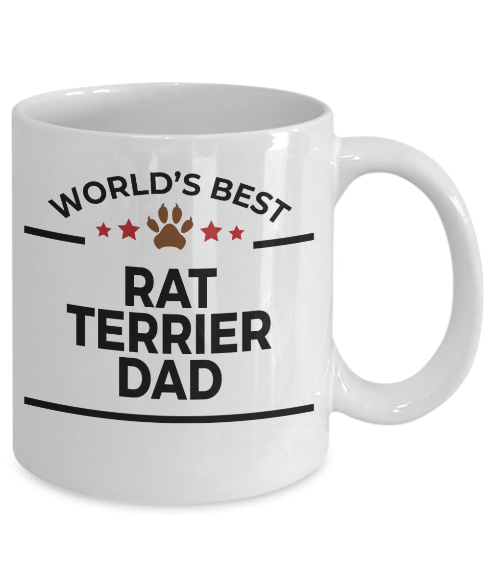 Rat Terrier Dog Lover Gift World's Best Dad Birthday Father's Day White Ceramic Coffee Mug