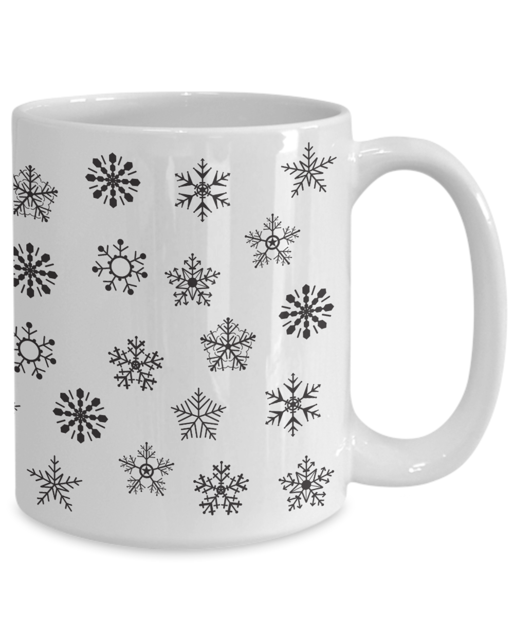 Snowflake White Ceramic Coffee Mug