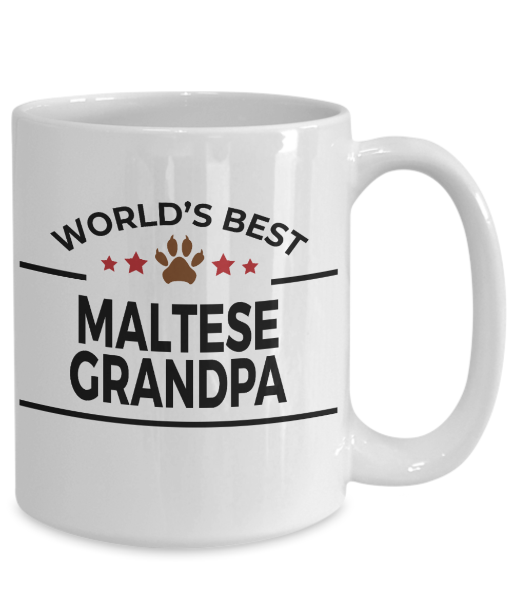 Maltese Dog Lover Gift World's Best Grandpa Birthday Father's Day White Ceramic Coffee Mug