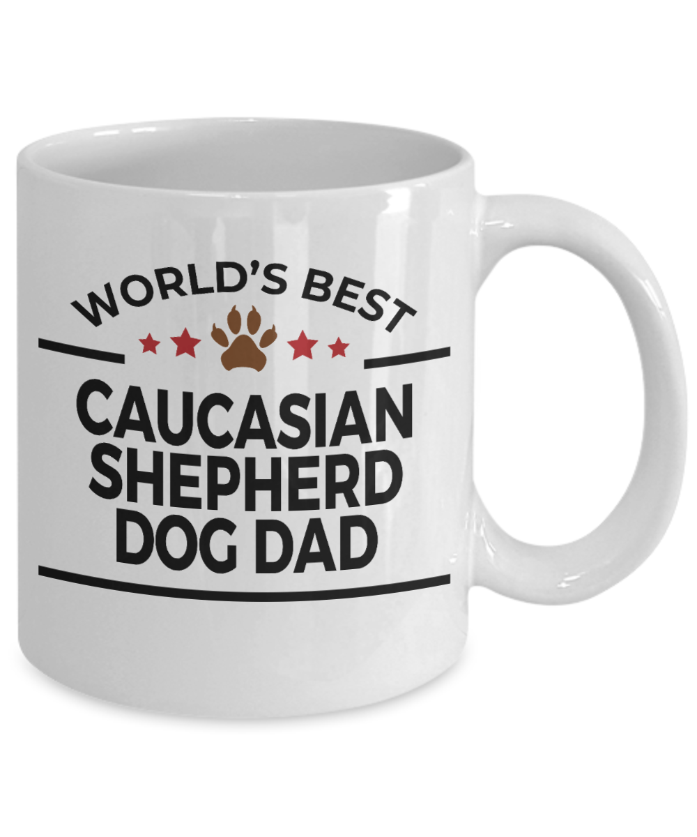 Caucasian Shepherd Dog Lover Gift World's Best Dad Birthday Father's Day White Ceramic Coffee Mug