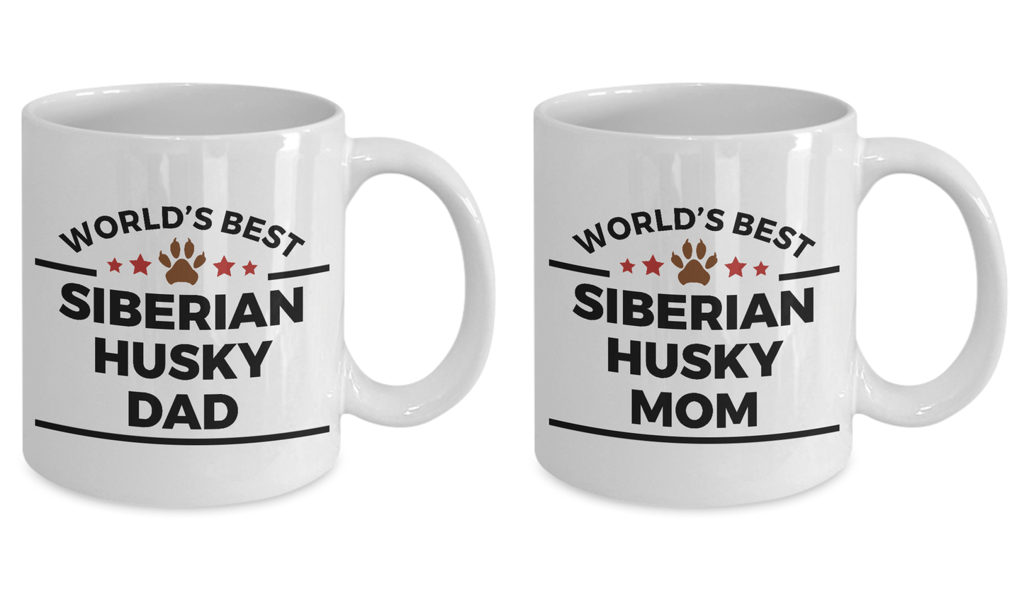 World's Best Siberian Husky Dad and Mom Couple Ceramic Mug - Set of 2 His and Hers