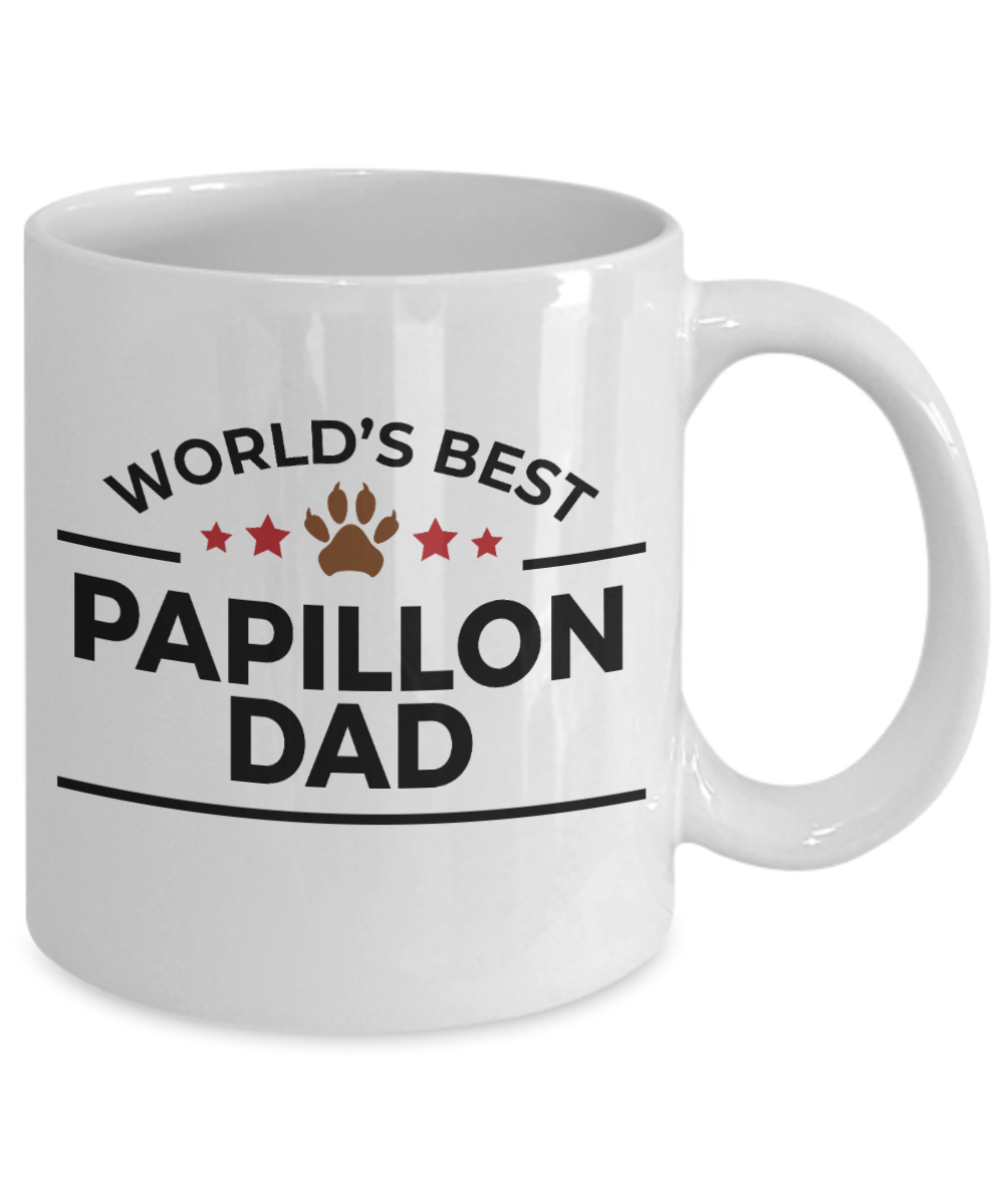 Papillon Dog Lover Gift World's Best Dad Birthday Father's Day White Ceramic Coffee Mug