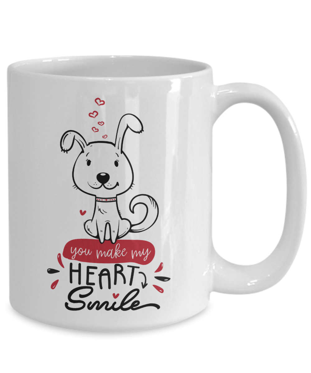 You Make My Heart Smile Cute Valentine Puppy Mug