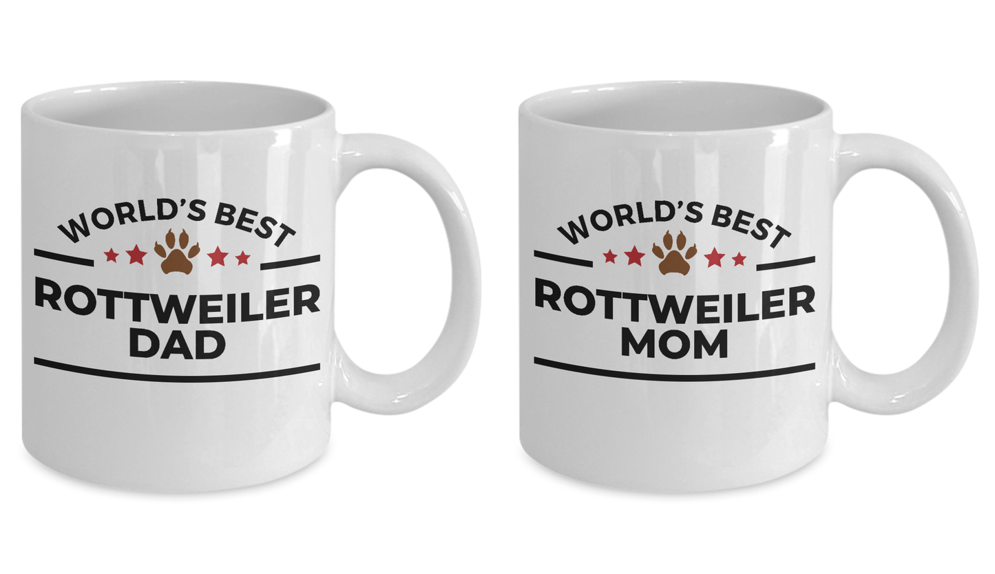 Rottweiler Dad and Mom Ceramic Mugs - Set of 2 - His and Hers