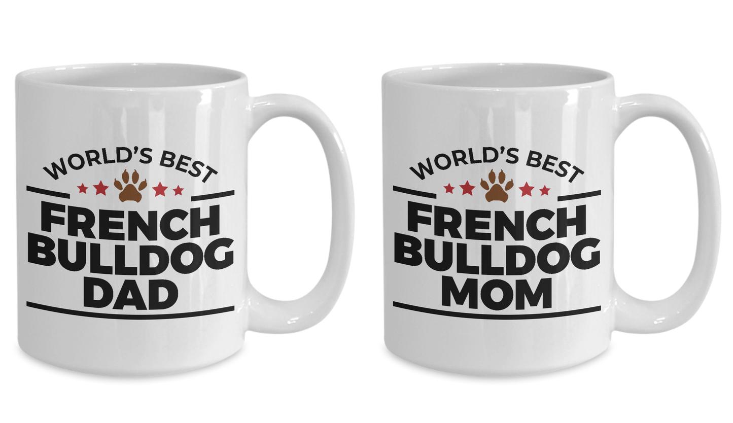 French Bulldog Mom and Dad Couples Ceramic Mugs - Set of 2