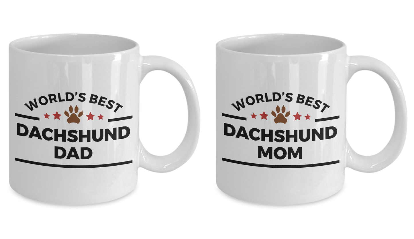 World's Best Dachshund Dad and Mom Couple Ceramic Mug - Set of 2 His and Hers