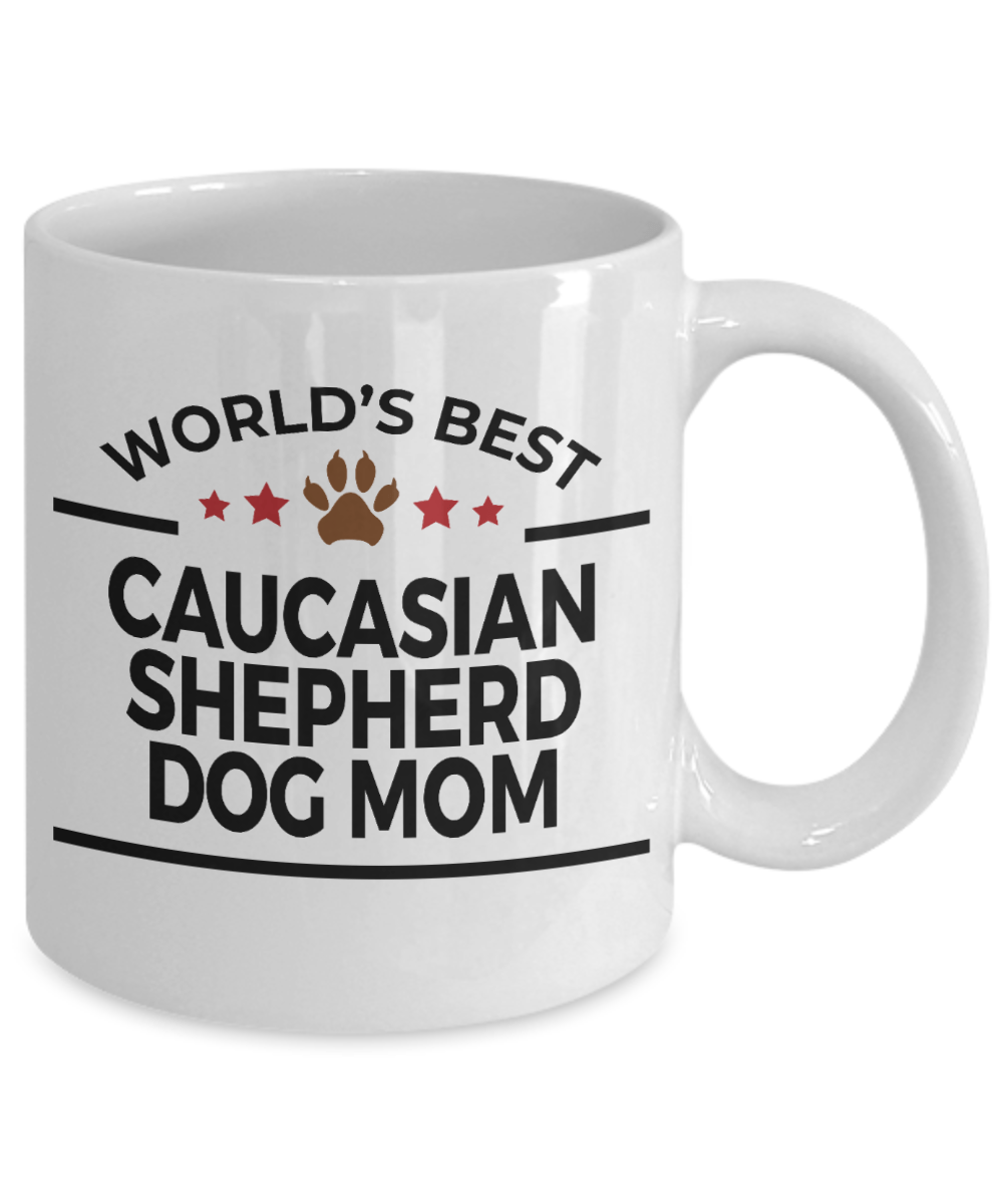 Caucasian Shepherd Dog Lover Gift World's Best Mom Birthday Mother's Day White Ceramic Coffee Mug