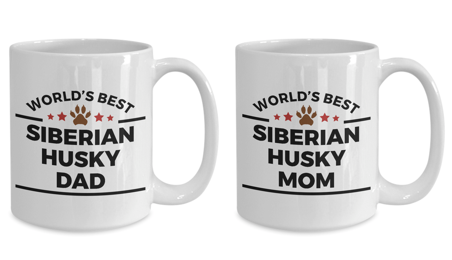 World's Best Siberian Husky Dad and Mom Couple Ceramic Mug - Set of 2 His and Hers