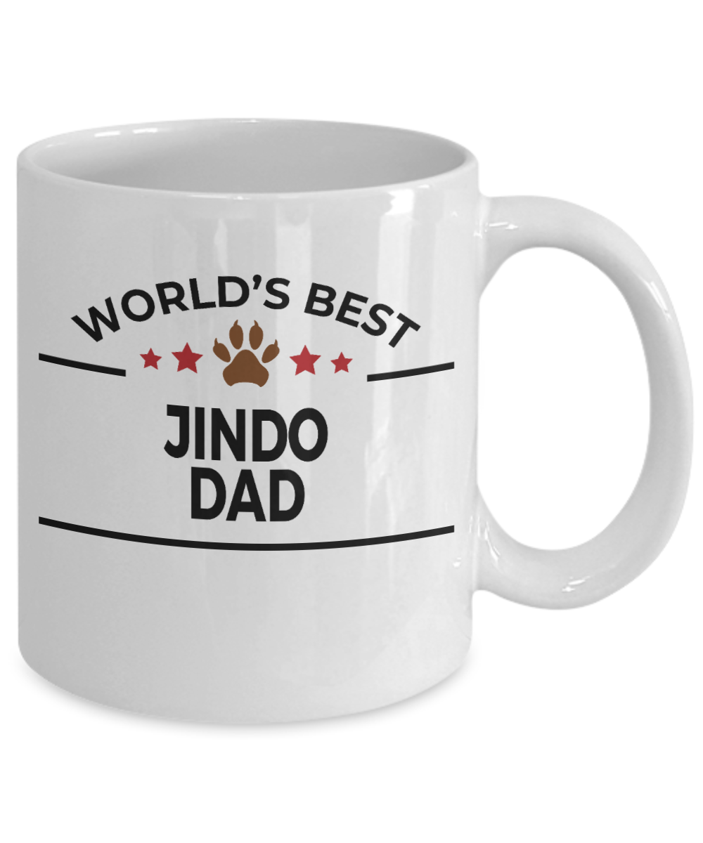 Jindo Dog Lover Gift World's Best Dad Birthday Father's Day White Ceramic Coffee Mug