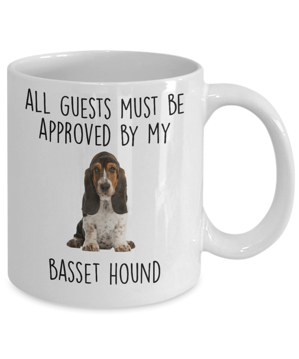 Funny Basset Hound Dog Custom Ceramic Coffee Mug - Guests Must be Approved