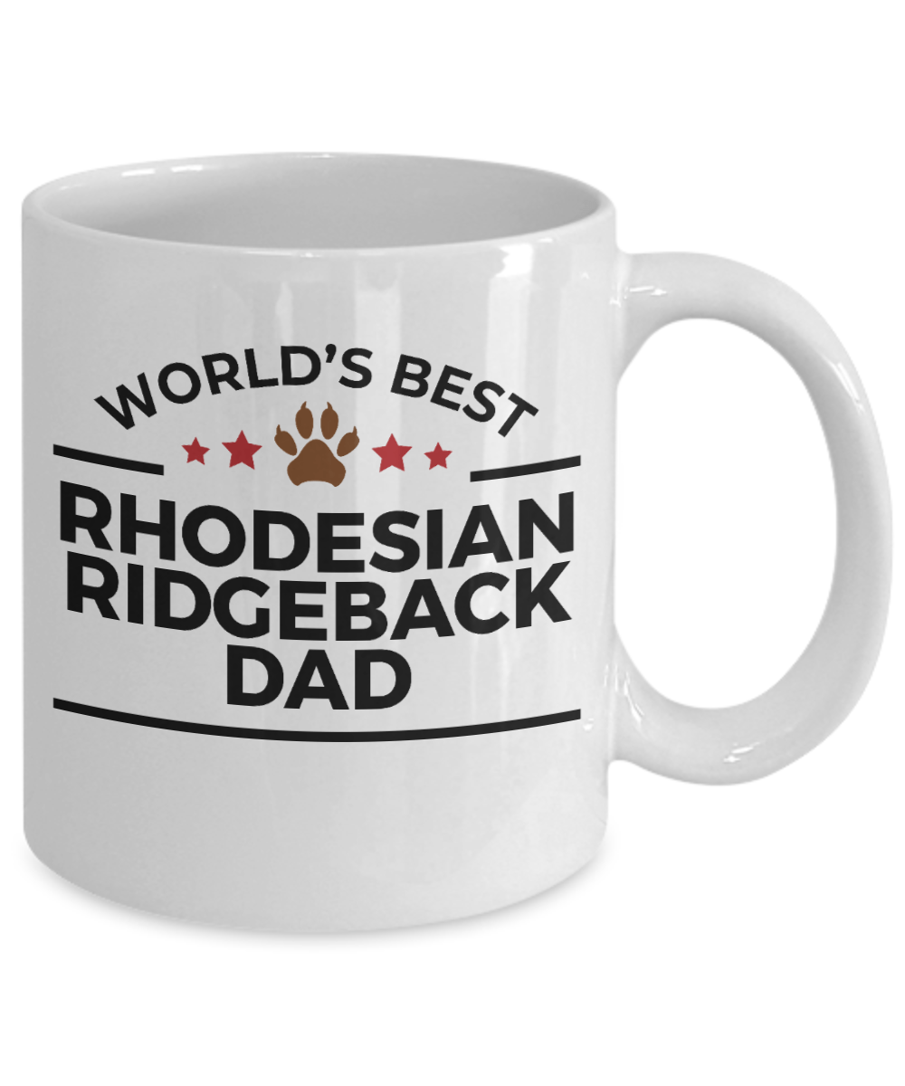 Rhodesian Ridgeback Dog Lover Gift World's Best Dad Birthday Father's Day White Ceramic Coffee Mug