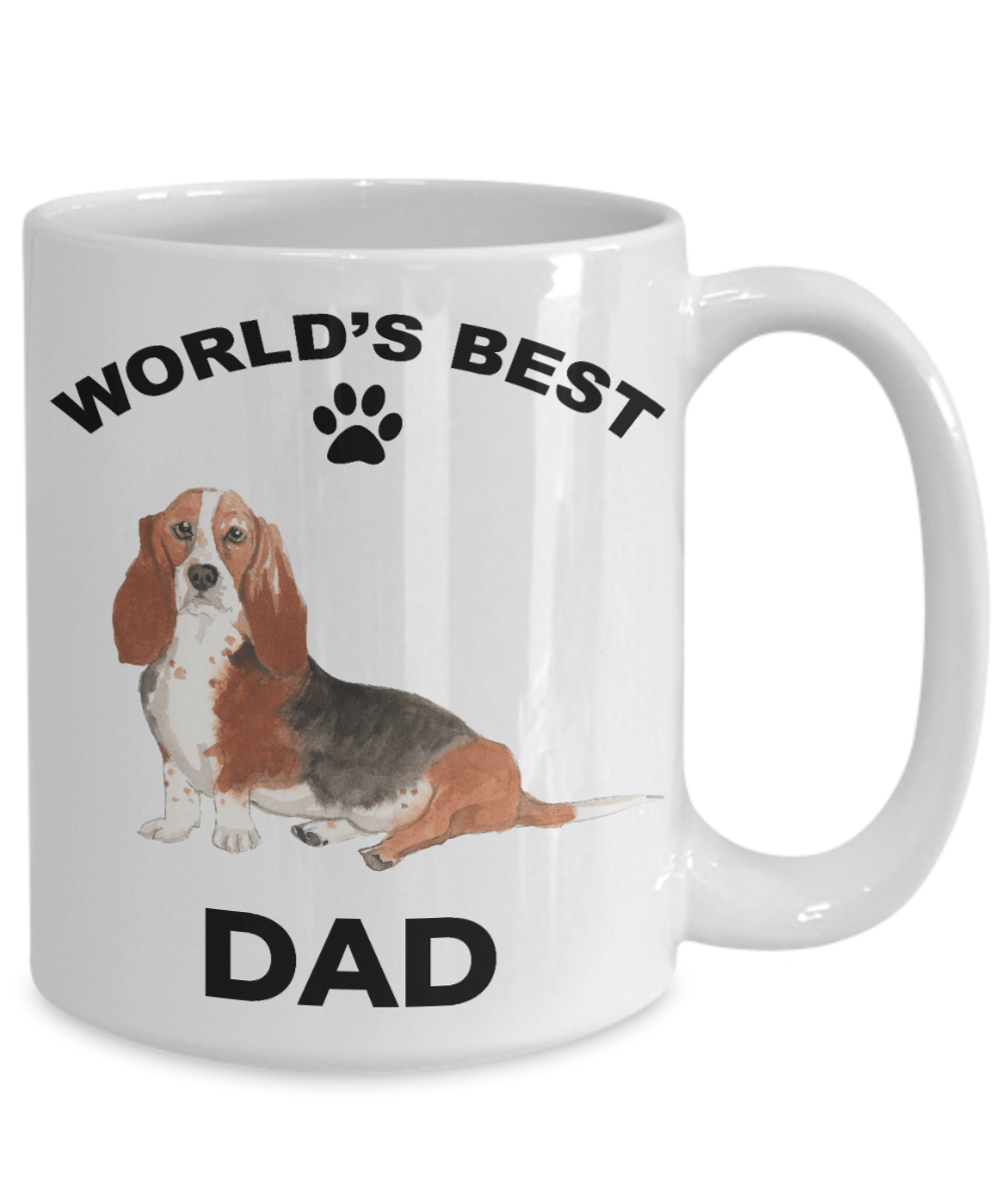 Basset Hound Best Dad Watercolor Print Coffee Mug