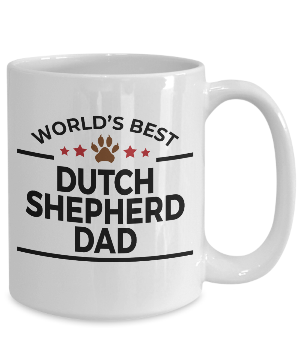 Dutch Shepherd Dog Lover Gift World's Best Dad Birthday Father's Day White Ceramic Coffee Mug