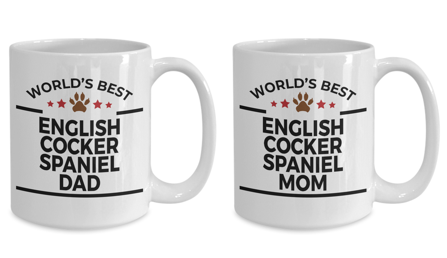 English Cocker Spaniel Dad and Mom Couples Mug - Set of 2 - His and Hers