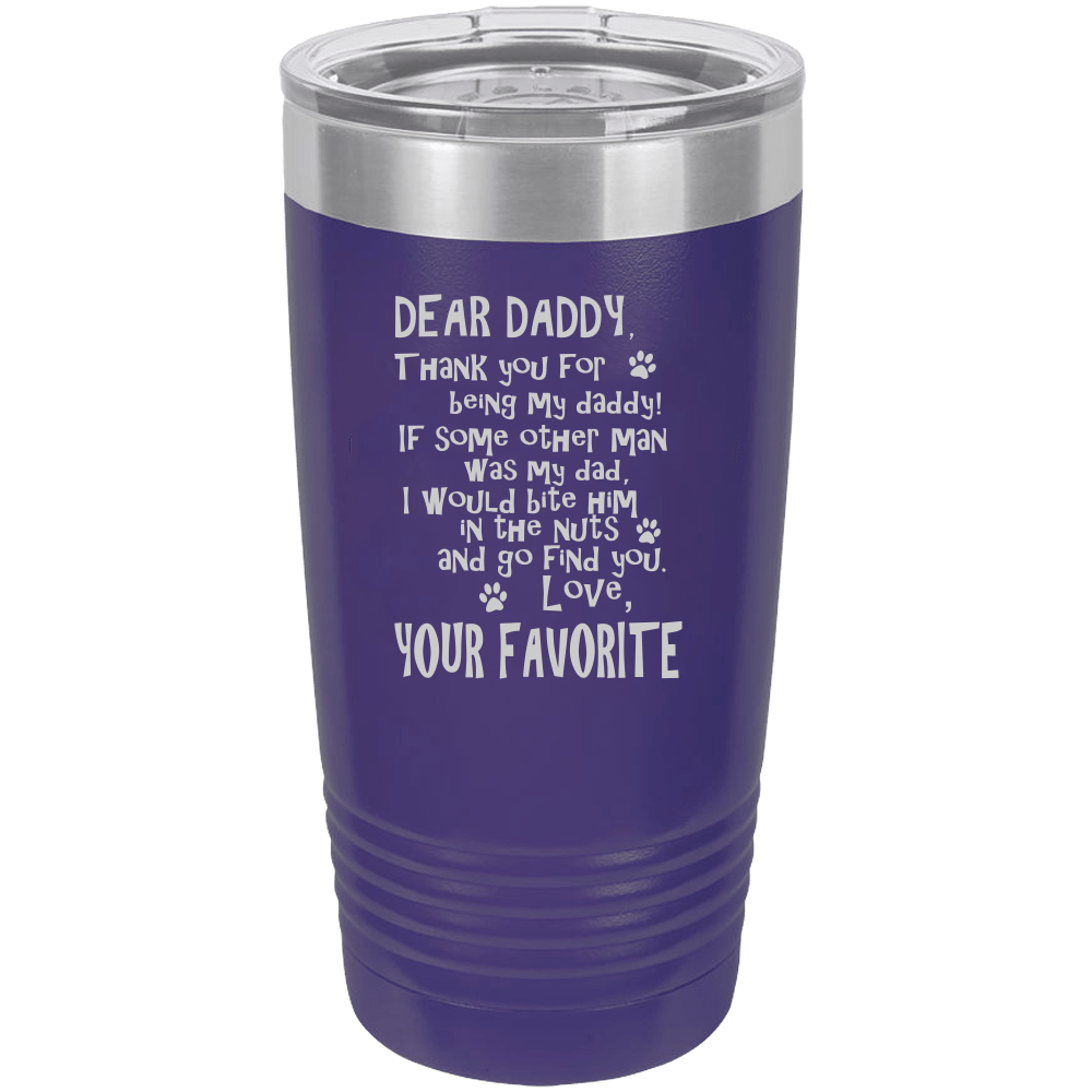 Funny Dog Dad Polar Camel - 20 oz Ringneck Tumbler {Laser Etched No Colored Art}