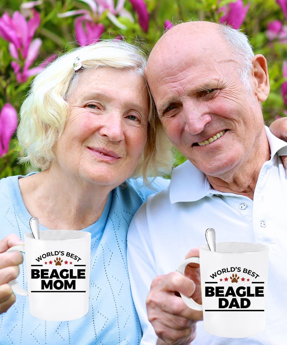 World's Best Beagle Dad and Mom Couple Ceramic Mug - Set of 2 His and Hers