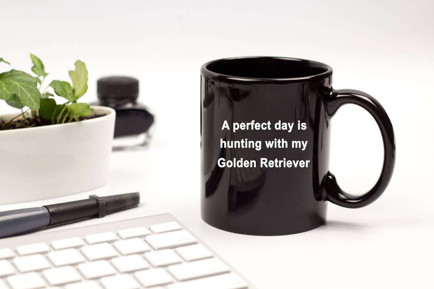 Golden Retriever Dog Hunting Perfect Day Black Coffee Mug