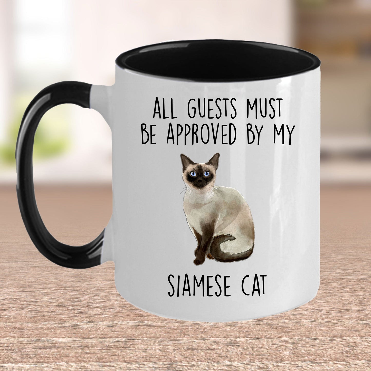 Siamese Cat Funny Ceramic Coffee Mug - All Guests Must Be Approved