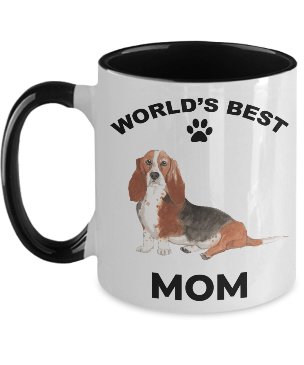 Basset Hound Best Mom Coffee Mug watercolor print