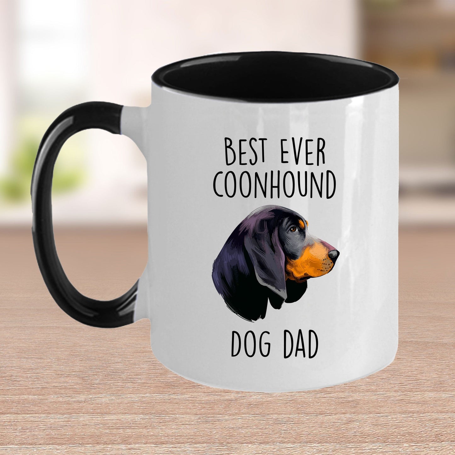 Black and Tan Coonhound Best Dog Dad Ever Custom Ceramic Coffee Mug